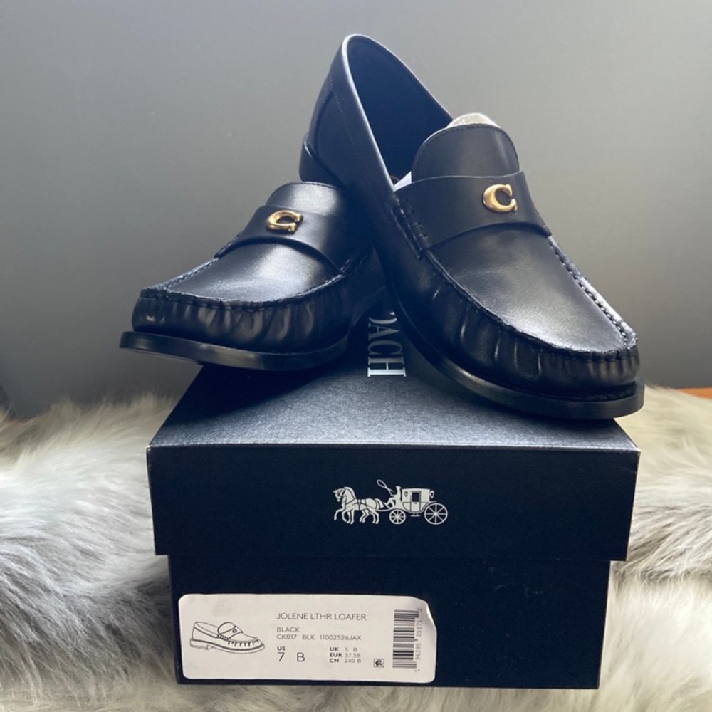 NWT Coach Jolene Leather Loafers Black 7